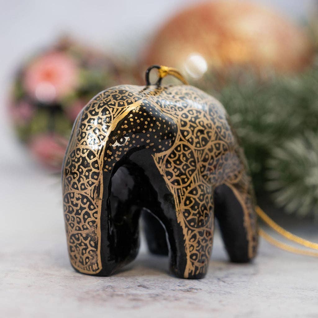 Hand-painted Elephant Christmas Tree Bauble Decoration