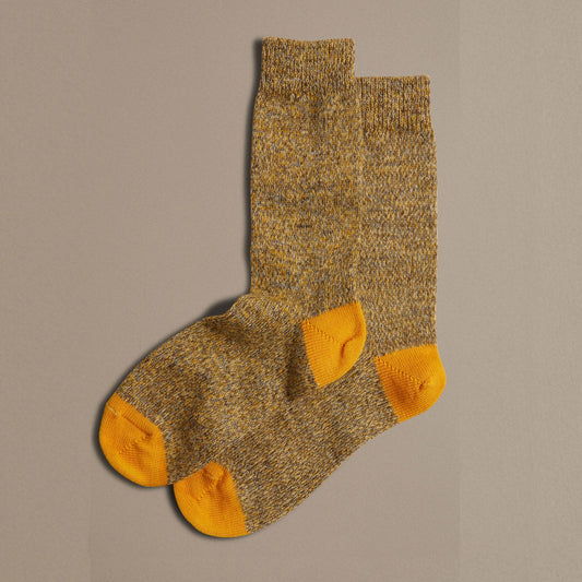 Dark Yellow Marl Fine Merino Wool Socks