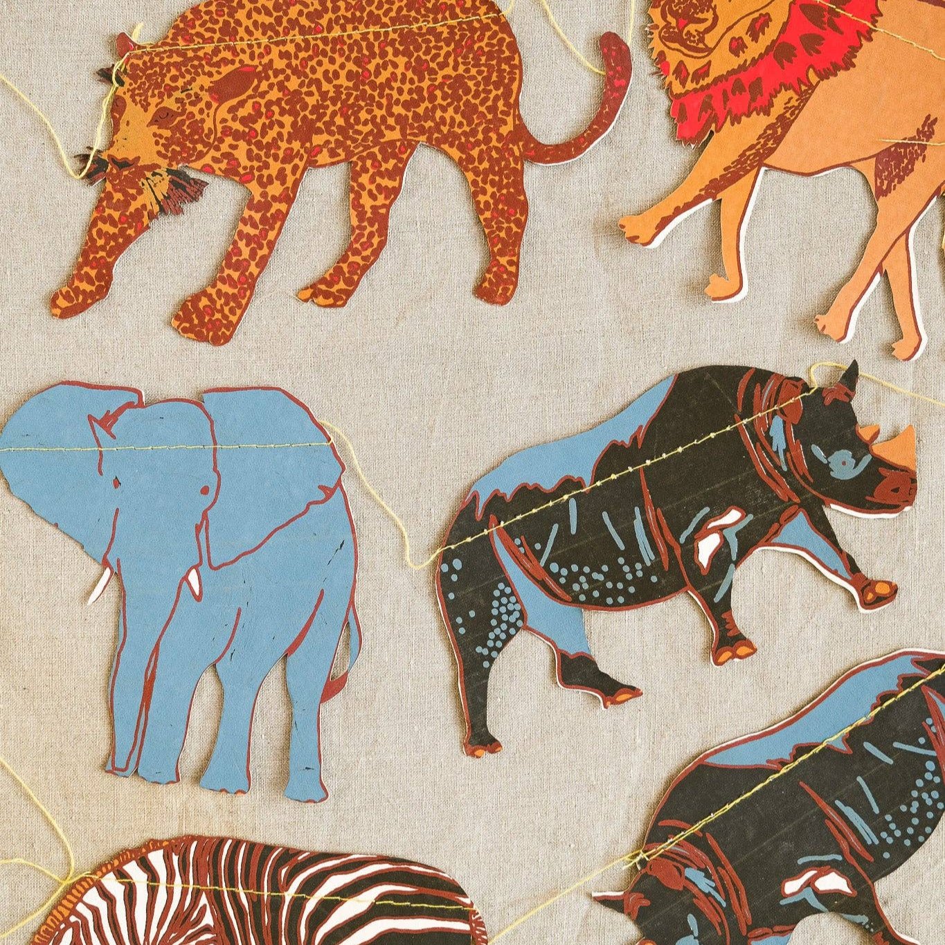 East End Press - Safari Animals Sewn Garland