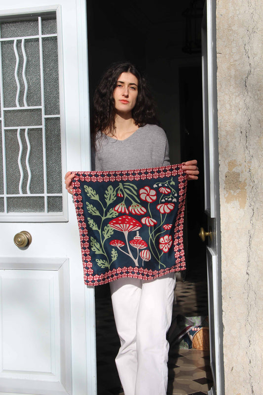 Alice Marine Navy Mini Square Silk Scarf