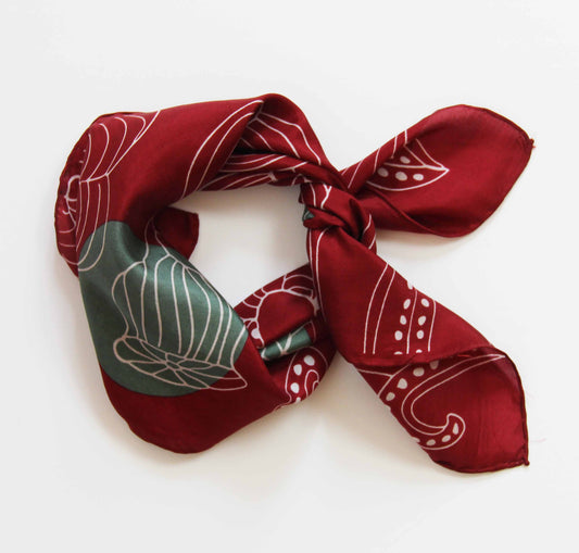 Mandalay Red Mini Square Silk Scarf