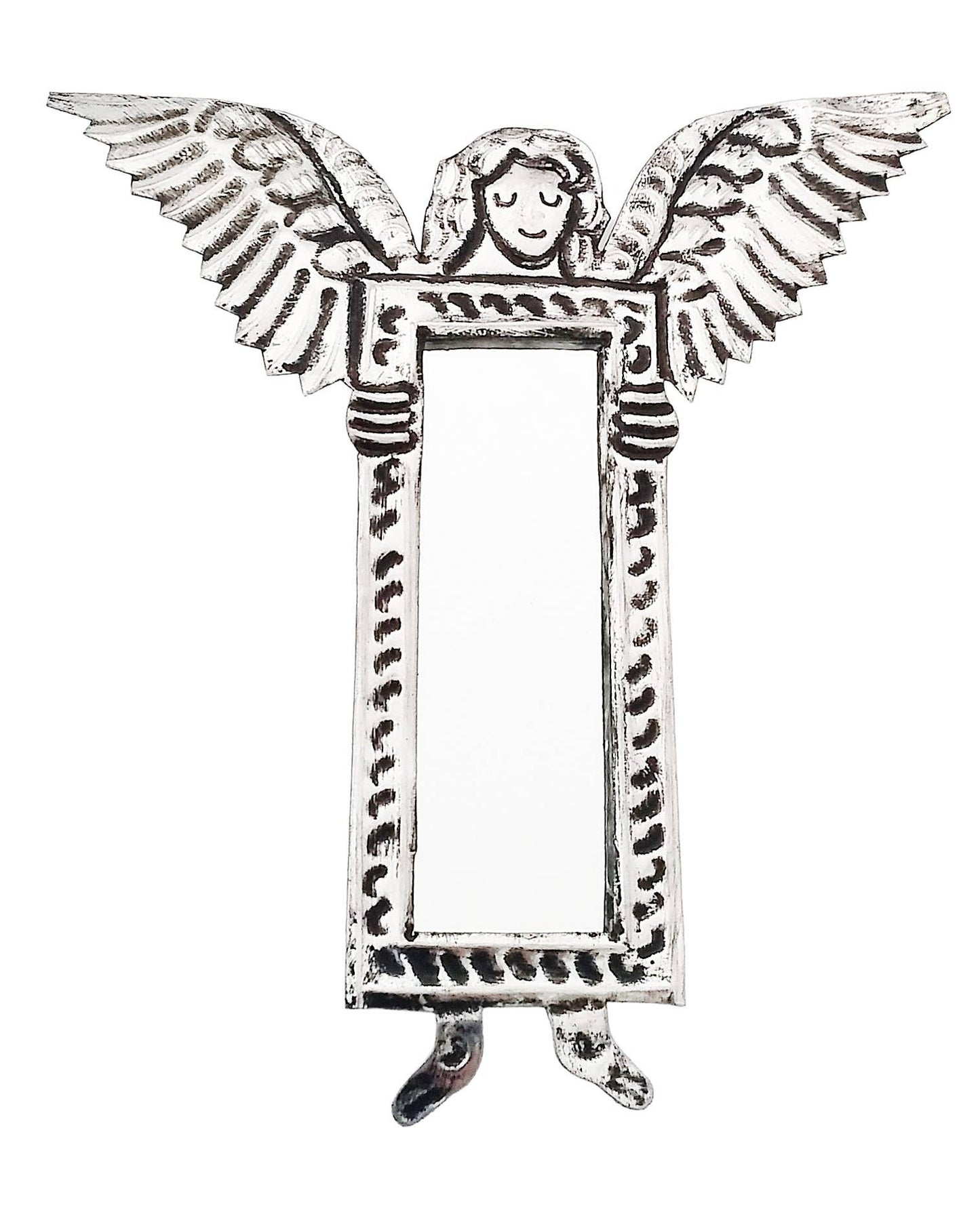 Mexican Tin Milagros - Small Angel Mirror