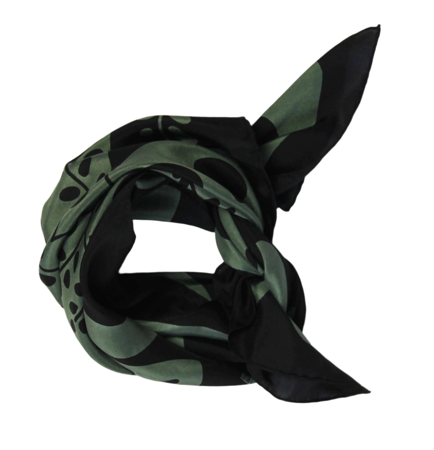 Khaki Peace and Love Mini Square Silk Scarf
