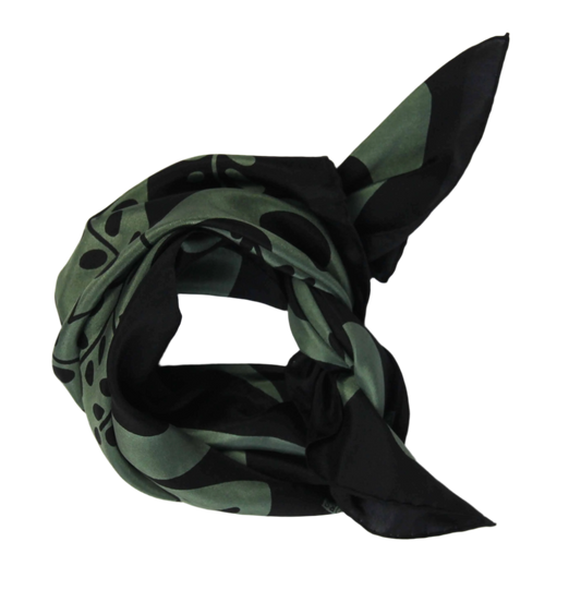 Khaki Peace and Love Mini Square Silk Scarf