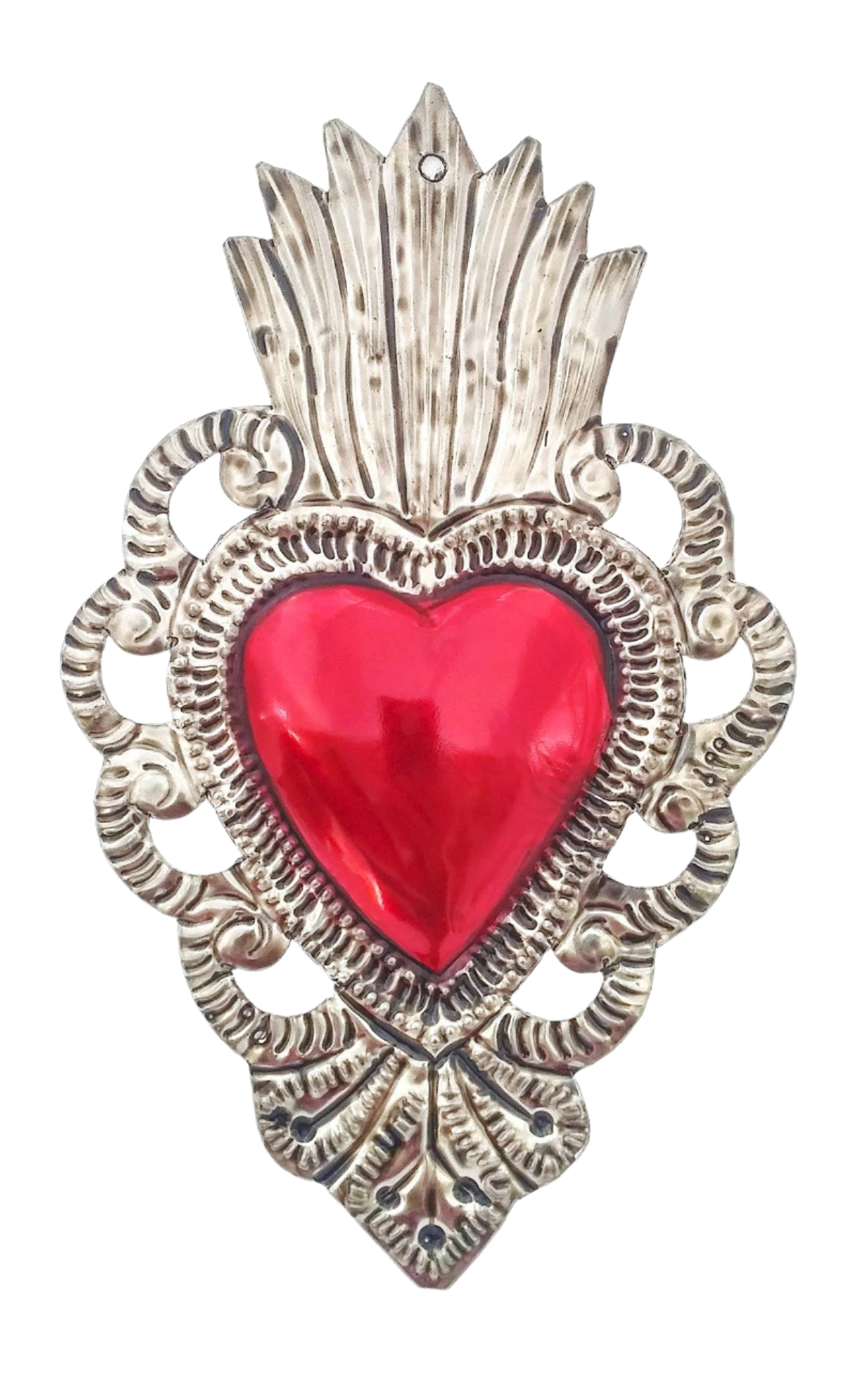 Tin Heart Milagros Hanging Ornament