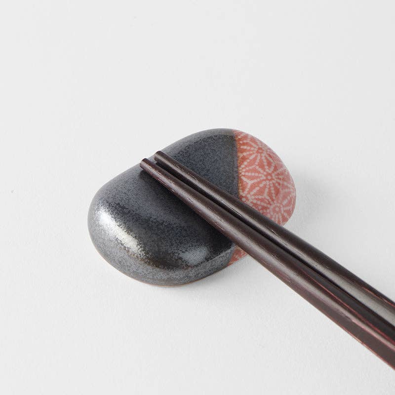 Pebble Japanese Chopstick Rest In Coral & Black