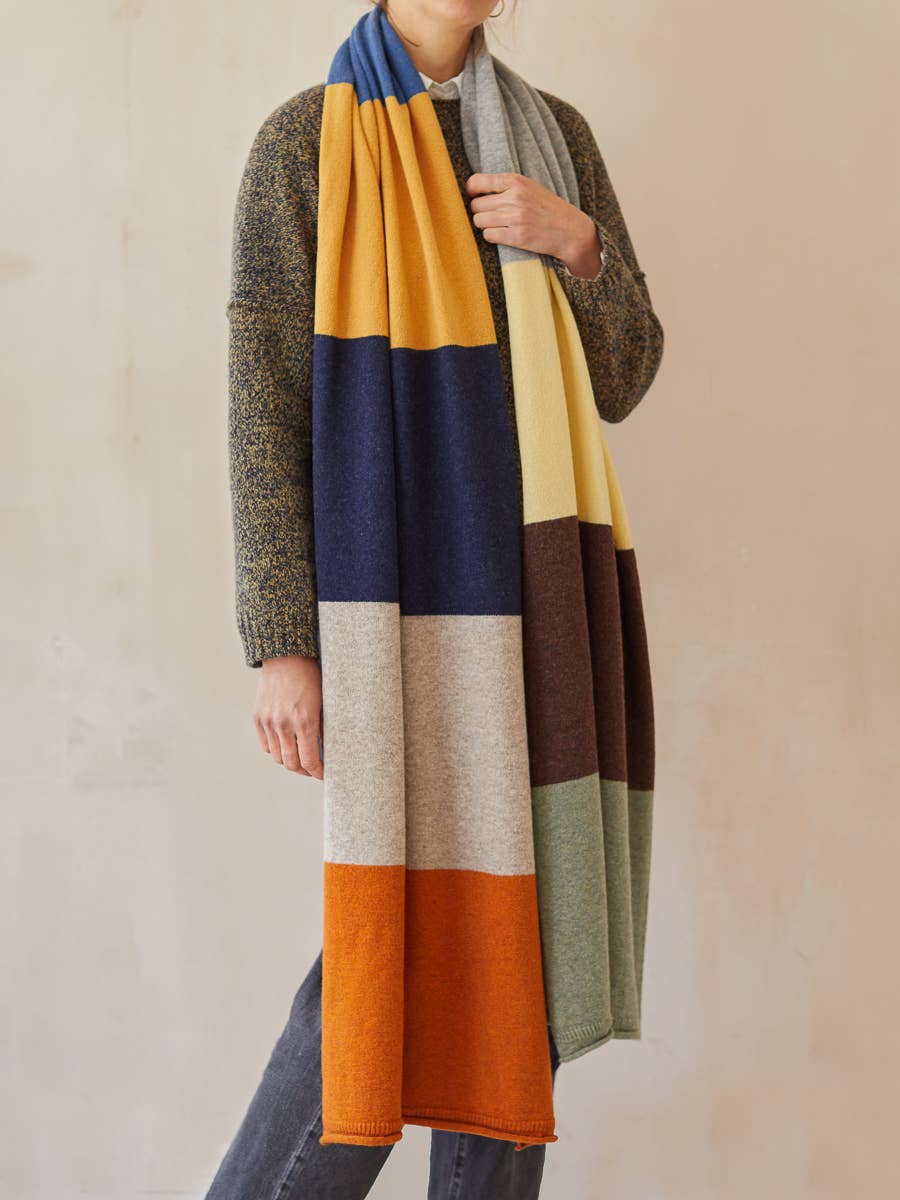 Oversized Stripey Winter Colours Scarf