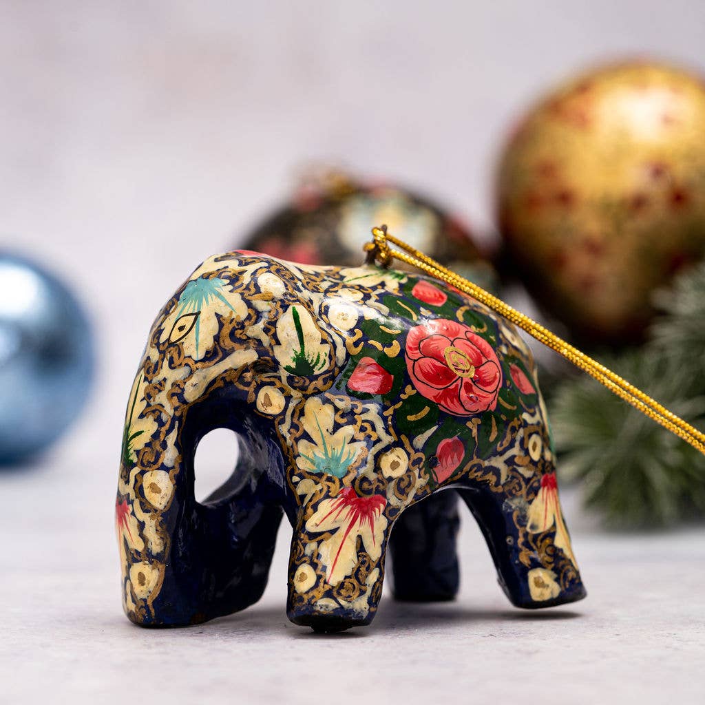 Hand-painted Elephant Christmas Tree Bauble Decoration