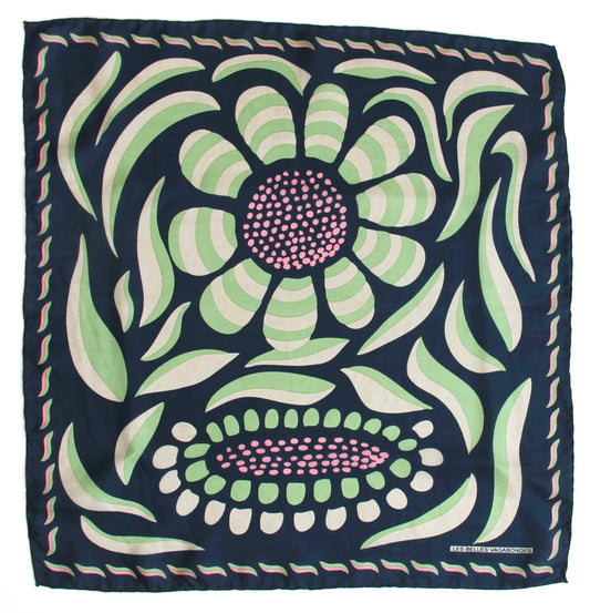 Forget-me-not Marine Navy Mini Square Silk Scarf