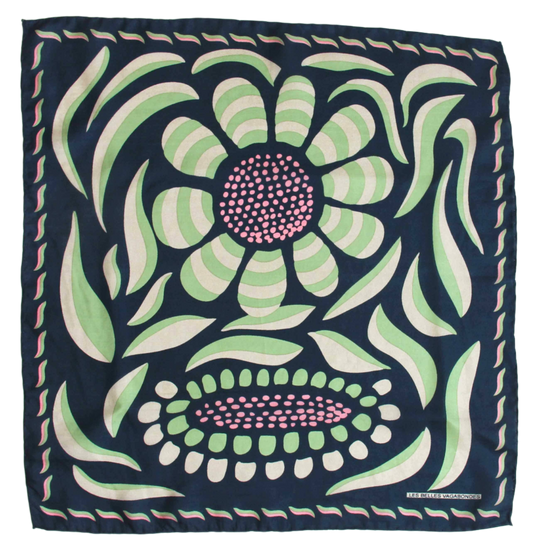 Forget-me-not Marine Navy Mini Square Silk Scarf