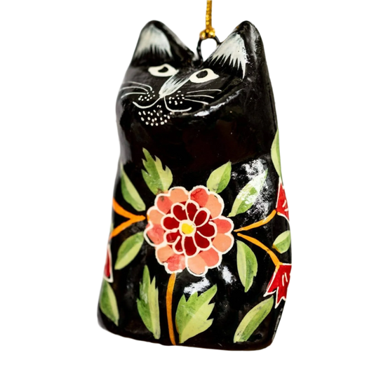 Flower Power Cat Christmas Bauble Decoration.