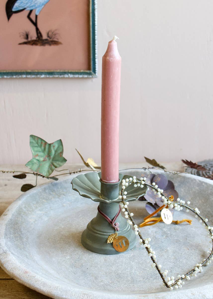 Green Petticoat Whimsical Candlestick