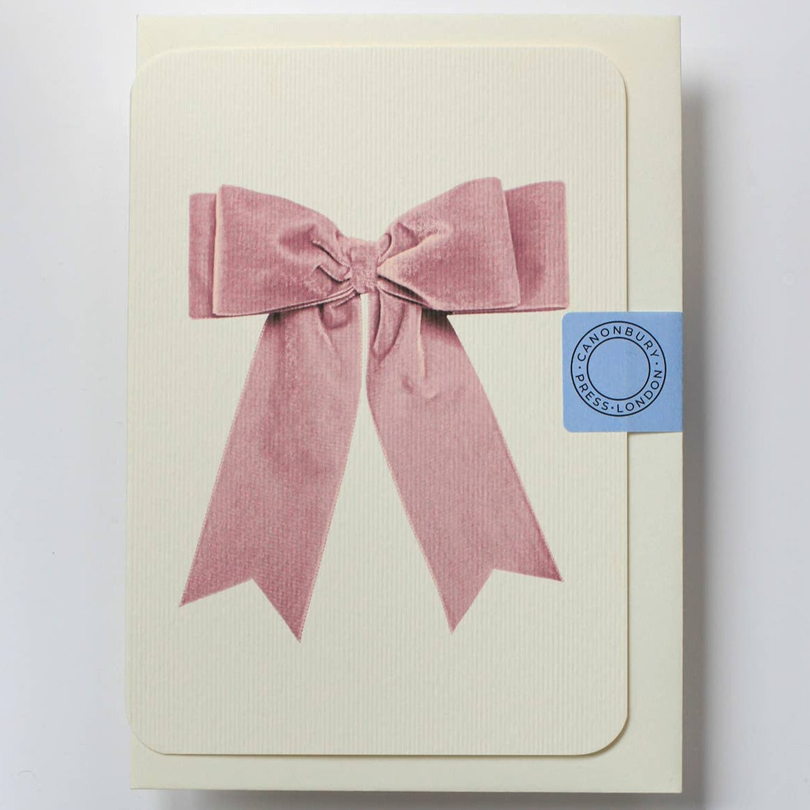 Canonbury Press - Baby Pink Velvet Bow Notecard