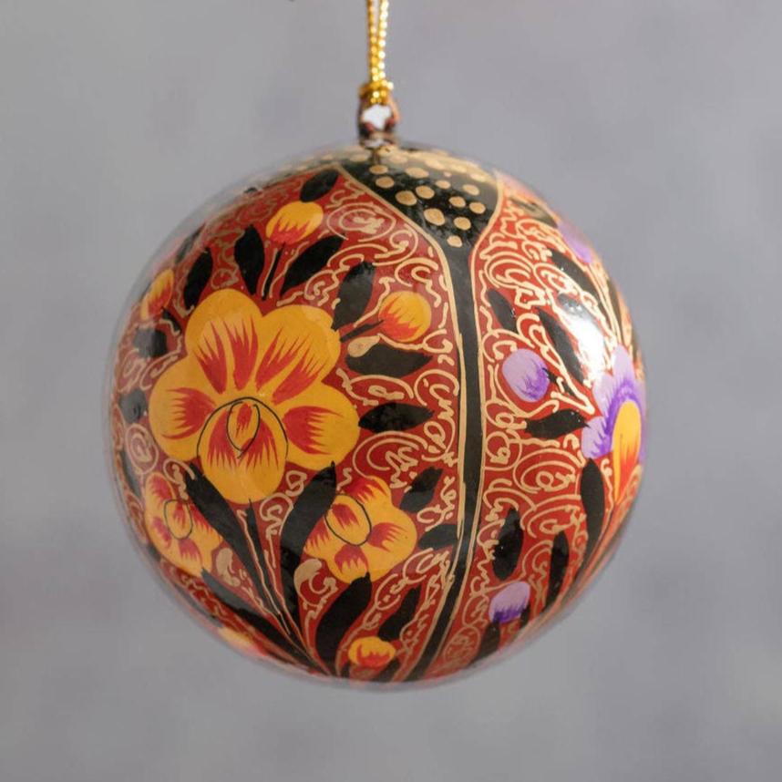 Orange Handpainted Xmas Bauble