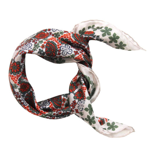 Caribbean Orange & Green Mini Square Silk Scarf