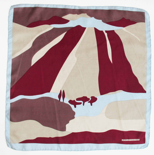 Vivaro Bordeaux & Beige Mini Square Silk Scarf