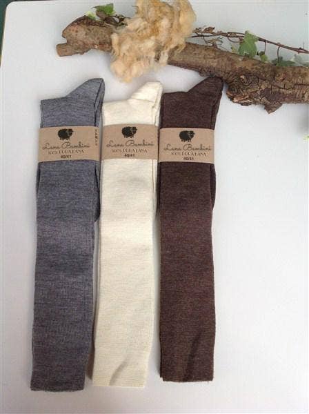 Knee High Light-Knit Socks - 90% Wool, 10% Cotton