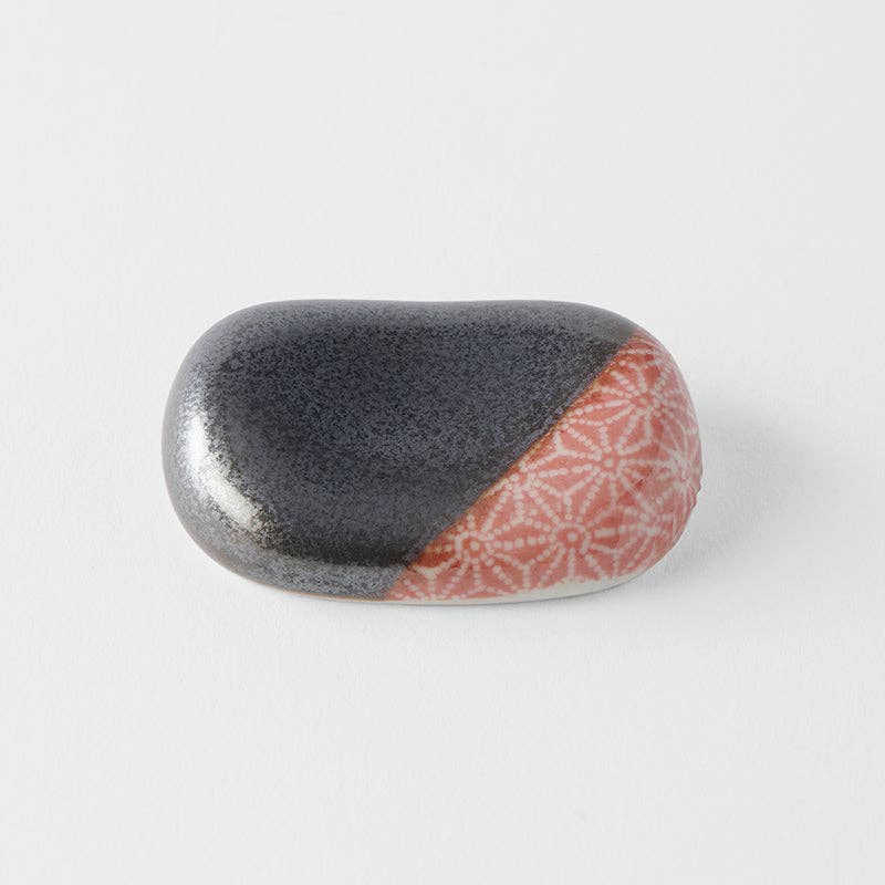 Pebble Japanese Chopstick Rest In Coral & Black