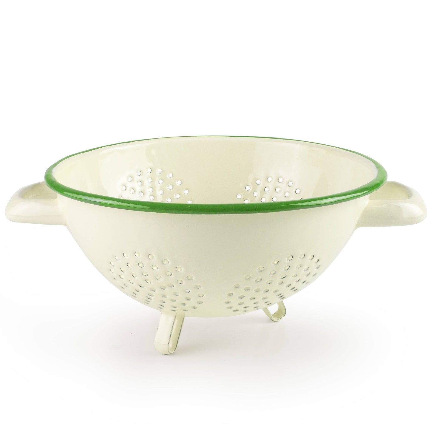 Enamel Colander - Cream & Moss