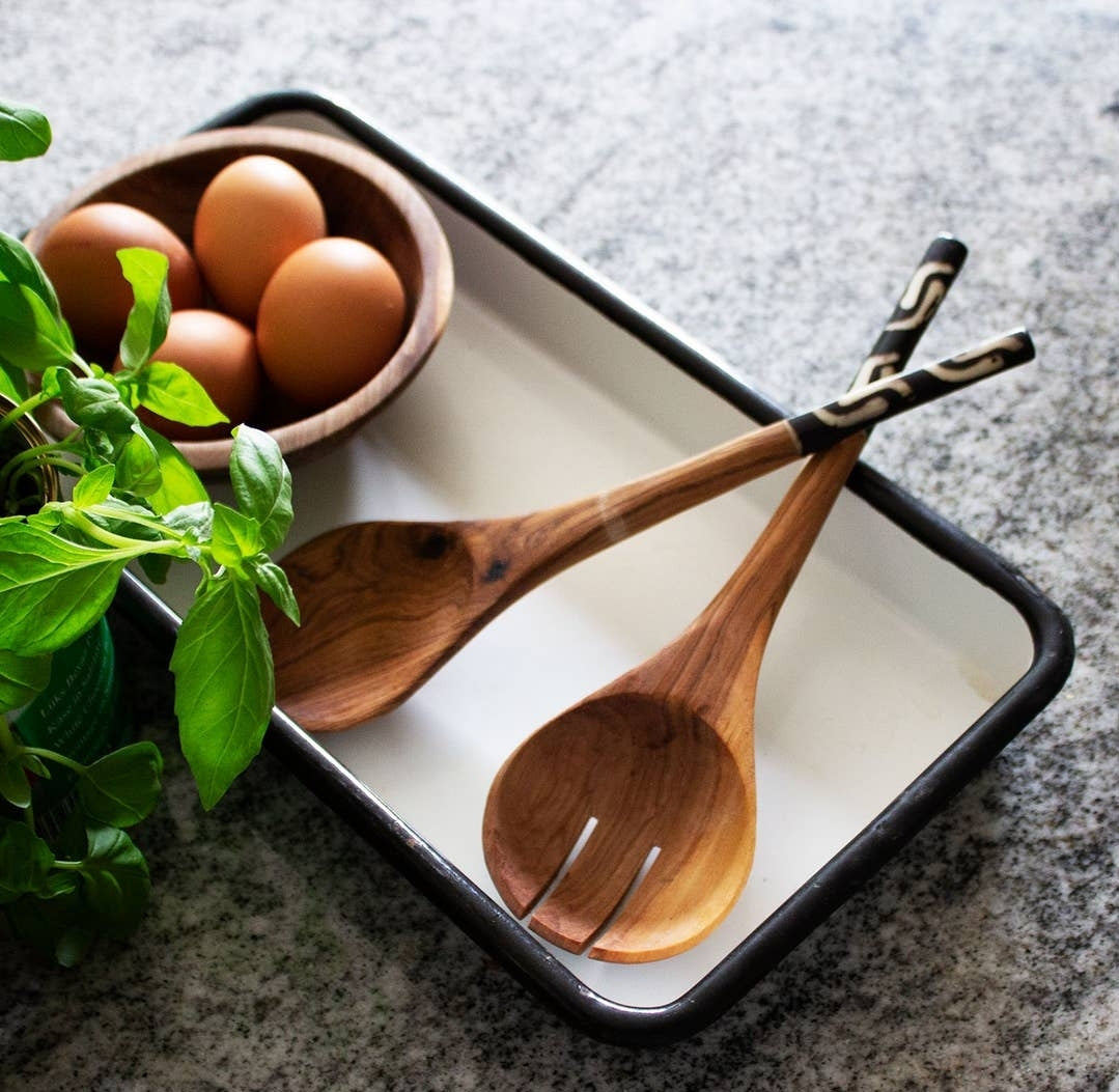 Batik Salad Server Spoons