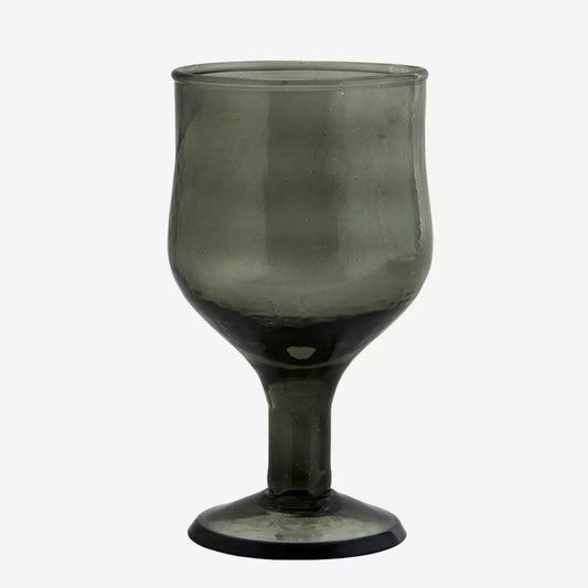 Hammered Wine Glass In Smoky Green